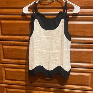 STAUD Black and Cream Camisole Top
